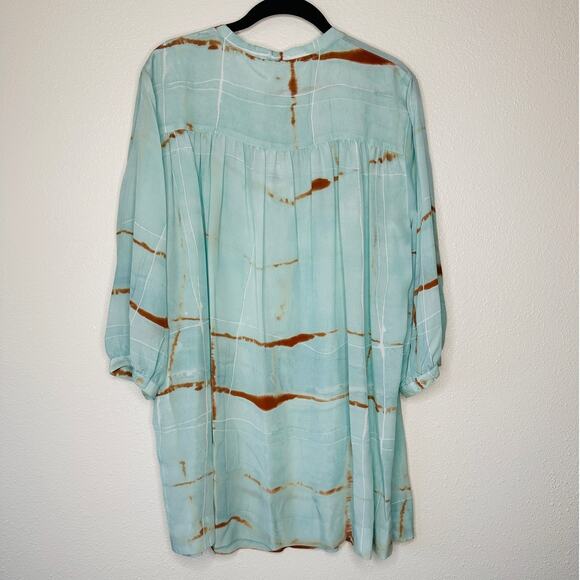 NWT Poetry Aqua Rust Tie Dye 3/4 Sleeve Front Button Mandarin Collar 12 - Picture 5 of 12